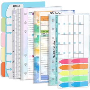 Monthly Weekly Planner Refills Budget Paper Kit for A6 Binder Cover, 6 Ring Planner Accessory for Budget Planner Binder Cover, Money Binder Organizer for Cash