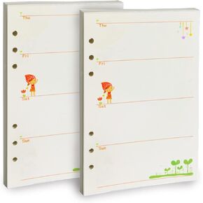 Harphia 2025 A5 Diray Inserts Daily Planner Refills Paper, 8.26'x5.5'' Undated Budget Planner Insert Refillable180 pages 6-Rings Journal Paper Refill, Daily Loose-leaf Journal Budget Paper, Double-sided