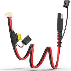 EXTRACTME 5FT Ring Terminal Harness مع 20A Fuse، SAE إلى O Ring Connectors Extension Cable Charge 14AWG، 2-Pin SAE Quick Disconnect Plug Battery Cord للدراجات النارية، السيارة