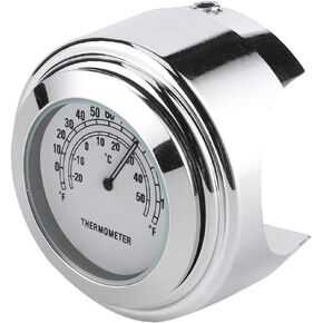 Motorcycle Temp Gauge Motorcycle Temperature Dial 1in 7/8in Handlebar Mount Thermometer 50℃ Measuring Dial Weatherproof for Motorcycle (White)