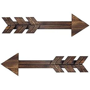 N//A 2 PCS Rustic Wood Arrow Sign Wall Decor, Dark Wooden Arrows Farmhouse and Home Hanging Decoration for Home or Wedding