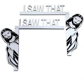 2Pcs I Saw That Jesus Sign Door Frame Decor, Funny Home Decor Wood Frame Jesus Sign Home Door Christian Church Home Door Corner Decorations for Living Room Bedroom Office