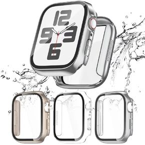 [2024 Honeycomb Design] Kedoushi 3 Pack Waterproof Case for Apple Watch Series 6 5 4 SE 40mm with Tempered Glass Screen Protector, Protective Face Cover for iWatch 40 mm Black/Black/Clear