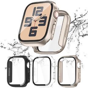 [2024 Honeycomb Design] Kedoushi 3 Pack Waterproof Case for Apple Watch Series 6 5 4 SE 40mm with Tempered Glass Screen Protector, Protective Face Cover for iWatch 40 mm Black/Black/Clear in Saudi Arabia