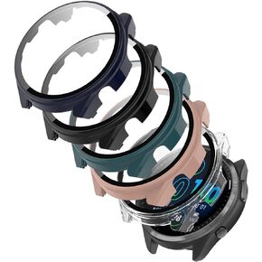 [عبوة من 5 قطع] حافظة متوافقة مع Garmin Forerunner 965 مع واقي شاشة من الزجاج المقوى، غطاء وجه صلب من البولي كربونات للساعة الذكية للرجال والنساء