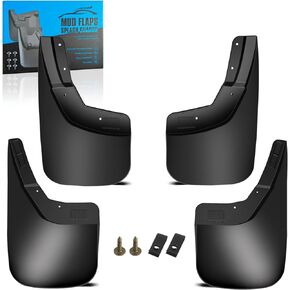 KEYOOG Front & Rear Mud Flaps Splash Guards Fit for 2014-2019 Chevy Silverado 1500/Ld /2500 HD/ 3500 HD, 4-Pc Set Mud Guards Splash Guard Black - Fit The Models with Single Rear Wheels
