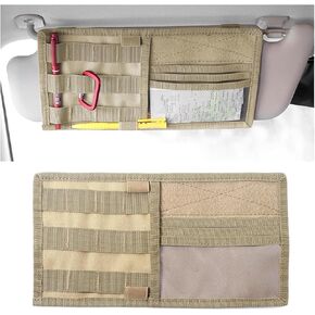 منظم حاجب الشمس للسيارة، حامل حقيبة تخزين لوحة حاجب تكتيكي، جيب ظلة من النايلون مع حزام فيلكرو للنظارات الشمسية لبطاقة القلم، ملحقات داخلية عالمية لشاحنة السيارة SUV (أخضر) in Kuwait