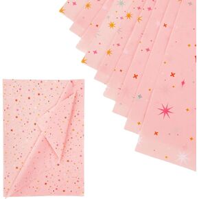 100 Sheets Star Tissue Paper, 19.69x13.78in Gift Wrapping Tissue with Colorful Star Pattern Decorative Pink Tissue Paper Sheets for Birthday Wedding Christmas Holiday DIY Craft
