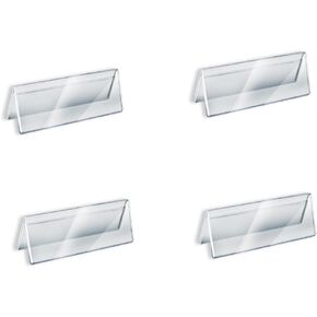 4 PACK Name Plate Holders Acrylic for Desks,8X3 Inch Horizontal Slant Back Office Desk Sign Holders for Desks