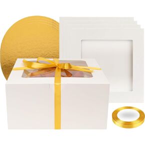 BELMAKS 25PCS White Cake Boxes with Window Bakery Boxes 6x6x4 Inch Cookie Boxes Dessert Boxes for Chocolate Cake Boxes Cookie for Candy