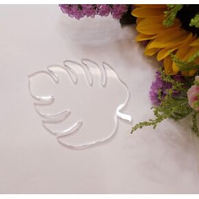 10pcs Acrylic Name Tags, Clear Acrylic Monstera Name Tags, Monstera Leaves Acrylic Place Cards (Clear)