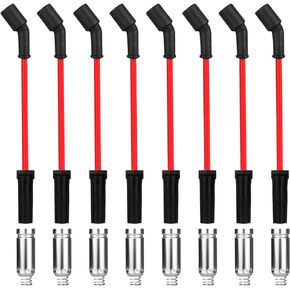 8-Pack Spark Plug Wires Set Compatible with Chevrolet Silverado Tahoe Suburban GMC Sierra Yukon Cadillac Escalade & More,Replacement for 48322R 48322 748EE 12192192 19209100 9748GG