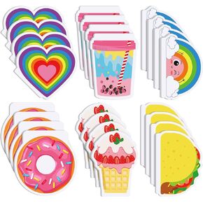 Glenmal 24 Pack Mini Cute Notebooks for Kids Kawaii Pocket Notebooks Bulk with Covers Taco, Heart, Rainbow, Boba, Donut, Ice Cream in 6 Design Small Notepads Cute Notebooks for Girls School Supplies