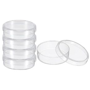 PATIKIL 60mm Plastic Petri Dishes with Lid, 5 Pcs Petri Plates Tissue Culture Plate for Lab Science Experiment, Clear