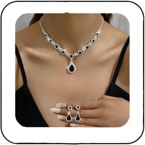 Unicra Crystal Bridal Wedding Jewelry Set Silver Rhinestone Necklace Earrings Bracelet Sets Formal Costume Jewelry for Women and Brides
