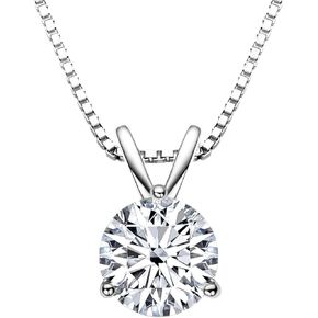 Moissanite 1CT Solitaire Pendant Necklace and 4mm Moissanite Stud Earrings Set