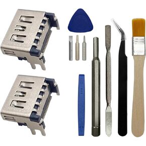 2pcs HDMI Port Socket Interface Connector Replacement Part for Sony Playstation 5 with Repair Kit