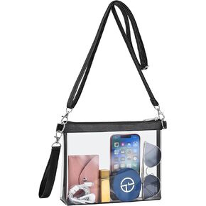 Clear Bag for Stadium Events Clear Purse for Women Leather Clear Crossbody Bag for Concerts Sports Festivals
