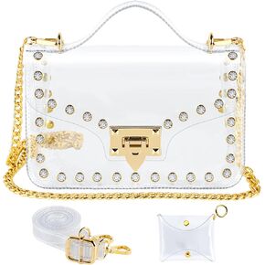 حقائب Hysagtek الشفافة للسيدات، حقيبة كروس شفافة معتمدة من الاستاد، مع حقيبة معلقة صغيرة شفافة in Kuwait