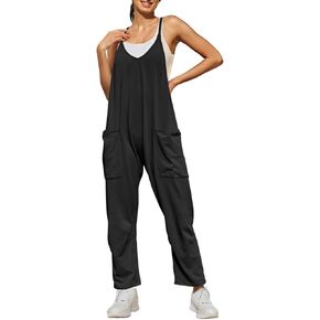 Jumpsuits for Women Summer Casual One Piece Sleeveless Baggy Rompers Spaghetti Strap Overalls Jumpers with Pockets