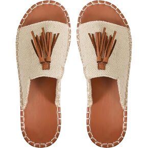 Verdusa Women's Canvas Open Toe Flat Sandals Casual Outdoor Slide Sandals