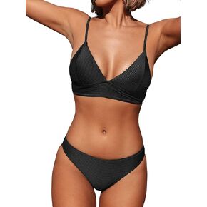 CUPSHE Swimsuit for Women Bathing Suit Triangle Bikini Top Low Waist Bikini Bottom, S