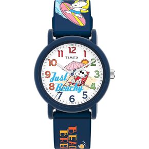 Timex Unisex Peanuts Just Beachy 36mm Watch - Blue Strap White Dial Blue Case