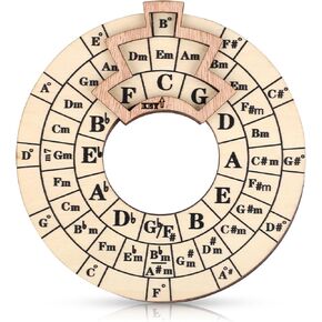 Wooden Melody Tool, Round Circle of Fifths Wheel Melody Chord Tool Music Transpose Accessories Wooden Chord Wheel for Musicians Musical Beginners Songwriters for Notes Chords Key Signature