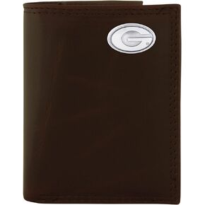 Zep-Pro NCAA Georgia Bulldogs Brown Wrinkle Leather Trifold Concho Wallet, One Size