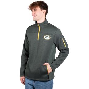 Ultra Game NFL Men's Quarter-Zip Fleece Pullover Sweatshirt with Zipper Pockets