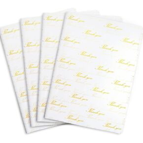 100 Sheets White with Gold Thank You Tissue Paper Bulk,20" x 14",Gold Thank You Tissue Paper for Packaging and Gift Bags,Gold Thank You Packaging Tissue Paper for Small Business