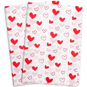MR FIVE 30 Sheets 20" x 28" White with Red Heart Tissue Paper Bulk,Red Hearts Tissue Paper for Gift Bags,Red Heart Tissue Paper for Birthday,Valentine's Day,Mother's Day,Weddings (White with Red)