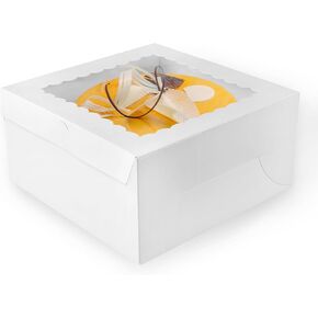 20 Set Cake Boxes – 10x10x5 Inches White Bakery Boxes With Window, Cake Boxes 10 Inch, Cajas Pasteles for Birthday Cake Box With Window Disposable Cake Containers Dessert Boxes Pastry Box