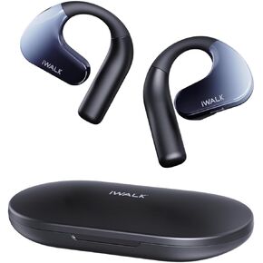 iWALK Open Ear Headphones, True Wireless Open Ear Earbuds with Comfort Earhooks, Bluetooth 5.3 Headphones 60H Playtime with Type-C Fast Charging Case, Clear Call Mics, Sweat-Proof for Sports/Workout