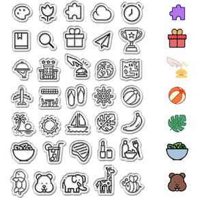 CRASPIRE Vacation Elements Clear Rubber Stamps Beach Diary Theme Animal Small Reusable Postmark Transparent Silicone Stamp Seals for Journaling Card Making Decor DIY Scrapbooking Supplies