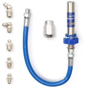 High Pressure Grease Coupler, Heavy-Duty Grease Gun Coupler Fittings Extensions Adapter, 8th Generation Lock Clamp Type Grease Tip Adapter Nozzles Fits All Grease Guns Hose Fast to Lock Release