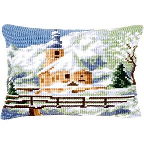 Vervaco Snowy Church Cushion Front Chunky Cross Stitch Kit