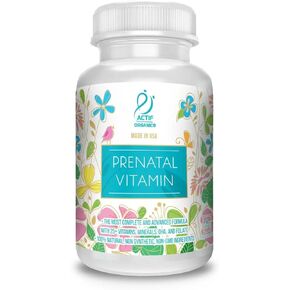 ACTIF Organic Prenatal Vitamin with 25+ Organic Vitamins, 100% Natural, DHA, EPA, Omega 3, and Organic Herbal Blend - Non-GMO, 45-Day Supply