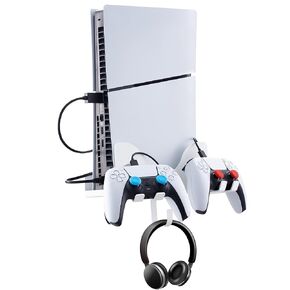 wabracket All -in -One with 11 Accessories Wall Mount Kit for PS5 Slim Console, Compatiable with PS5 Slim Disc &Digital Version.with Charging Cable,Handle Rocker Silicone Cap and SD Card Storage Box