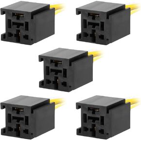 uxcell 5pcs 12V DC 4-Pin 60 70 80Amp SPDT Interlocking Relay Socket Harness Base