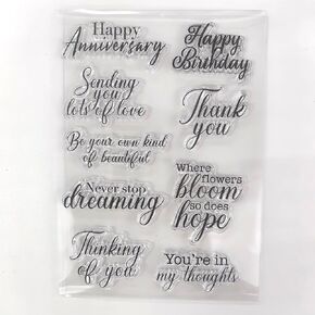 Happy Anniversary Happy Birthday Thinking of You Clear Stamp Background Transparent Silicone Stamp Rubber Stamp for Scrapbook Journal Card Making