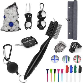 طقم تنظيف إكسسوارات الجولف 17 في 1، منشفة جولف، فرشاة تنظيف، أداة إصلاح ديفت، مجموعة محاذاة كرة الجولف، عداد النقاط، حامل كرة الجولف، تي شيرت، بطانات وأقلام كرة الجولف للرجال والنساء in Kuwait