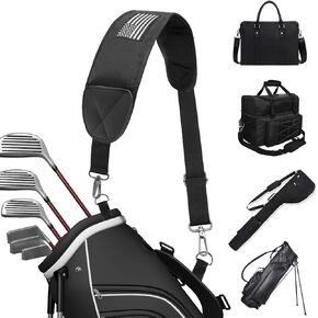 Golf Bag Shoulder Strap Replacement Single Padded Shoulder Strap Adjustable Golf Bag Strap Waterproof Star Golf Bag Backpack Straps Black