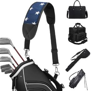 Golf Bag Shoulder Strap Replacement Single Padded Shoulder Strap Adjustable Golf Bag Strap Waterproof Star Golf Bag Backpack Straps Blue