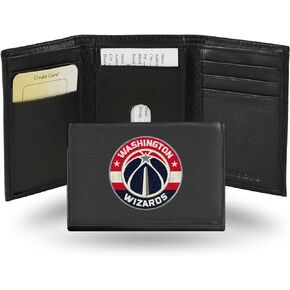 Rico Industries NBA Embroidered Genuine Leather Tri-fold Wallet 3.25" x 4.25" - Slim