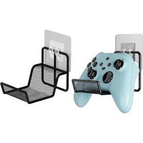 2 Pcs Black Switch Controller Holder for PS5 PS4 Xbox Video Game Stand Wall Mount Gamepad Hanger Headphone Bracket Gaming Room Accessories and Decor