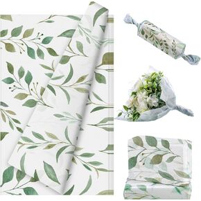 Weekgrat 200 Sheets Eucalyptus Gift Wrapping Tissue Paper Eucalyptus Tissue Paper Gift Wrap Greenery Botanical Tissue Paper for Gift Bags DIY Crafts Wedding Birthday Holiday Party Decorations
