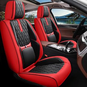 Comfortable Leather Auto Car Seat Covers Front & Rear Seat Protector Fit Sedan SUV 5 Seats Full Set Universal Fit (Black & Blue)