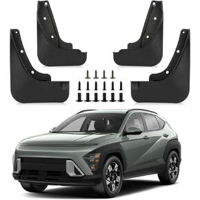 PSLER Fit for Kona 2024 Mud Flaps Set of 4PCS Mud Guard Kit Splash Guards Mudguards Mudflaps with Hardware Kits Accessory Front and Rear for 2024 Kona Accessories