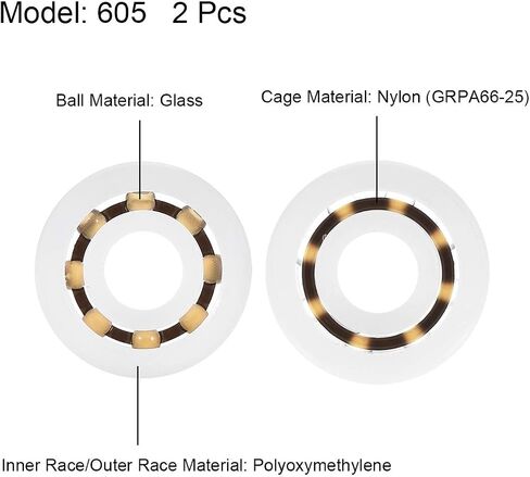 uxcell 605 Plastic Bearings 5x14x5mm Glass Ball Nylon Cage 2pcs in Saudi Arabia